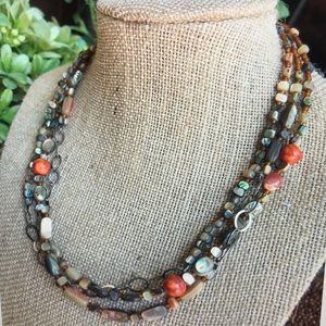 Silpada Coral and Silver Necklace